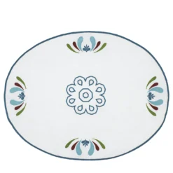 Maiolica Set di 2 tovagliette ovali ricamate policrome
