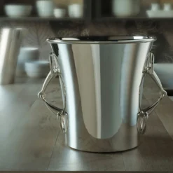 Maniglie a morsetto Secchiello per ghiaccio da champagne in ottone argentato