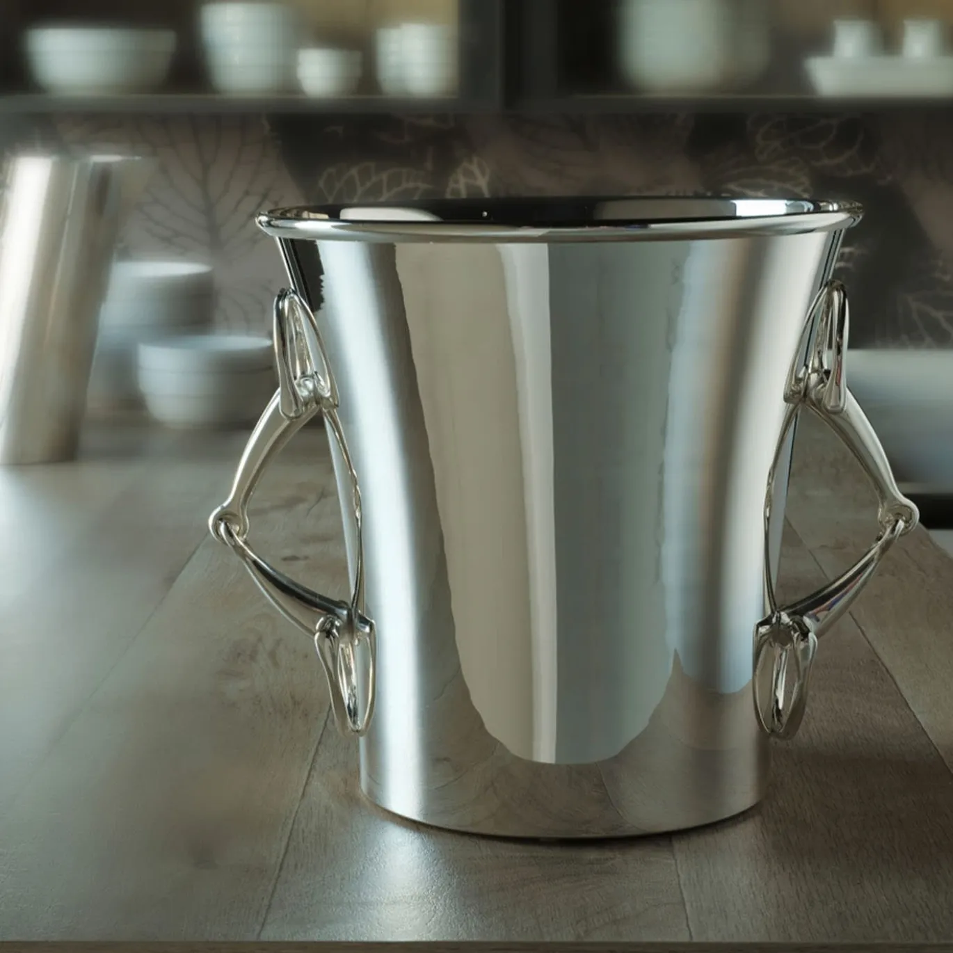 Maniglie a morsetto Secchiello per ghiaccio da champagne in ottone argentato