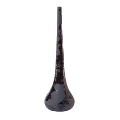 Ombra Stelo Vaso in gres nero con dettagli lucidi