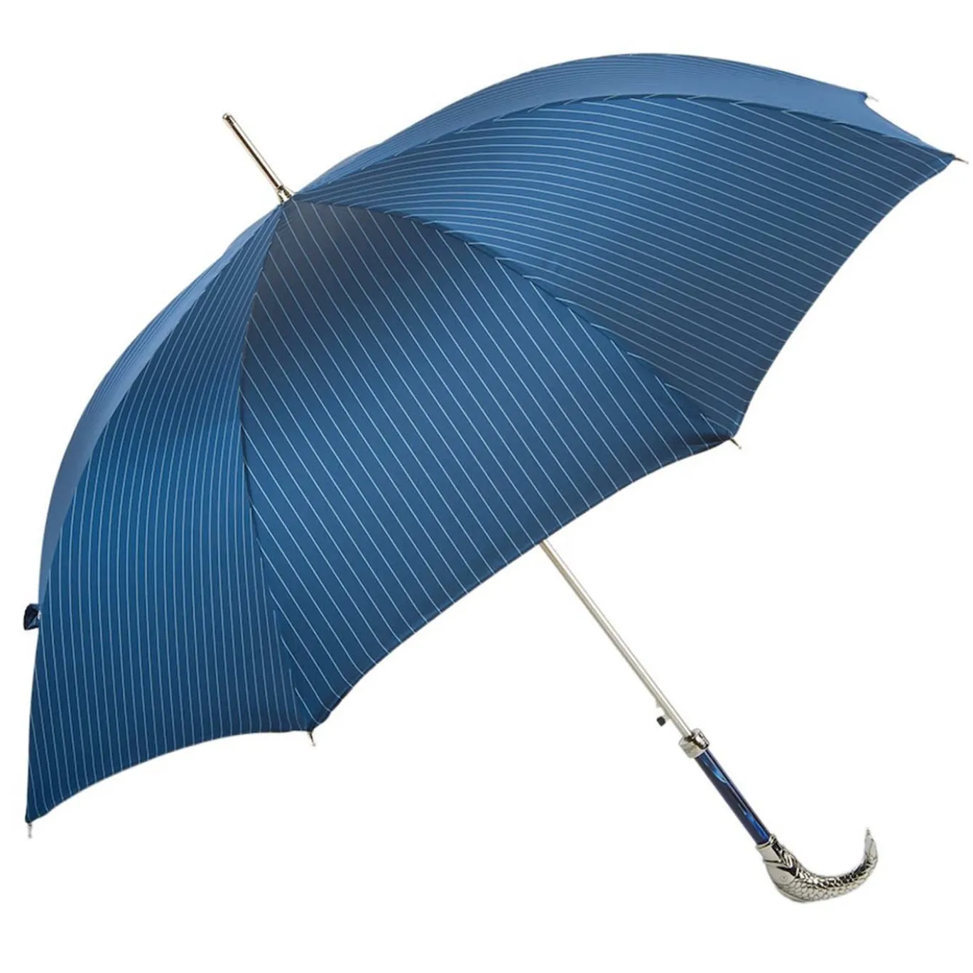 Ombrello blu con manico a forma di pesce