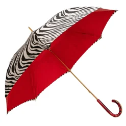 Ombrello con manico in acetato Zebra rossa