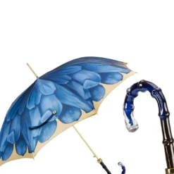 Ombrello Dahlia Blu con Manico in Acetato