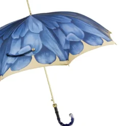 Ombrello Dahlia Blu con Manico in Acetato