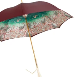 Ombrello Paisley Borgogna con dettagli in cristalli