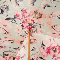 Ombrello rosa e fiori con manico in acetato