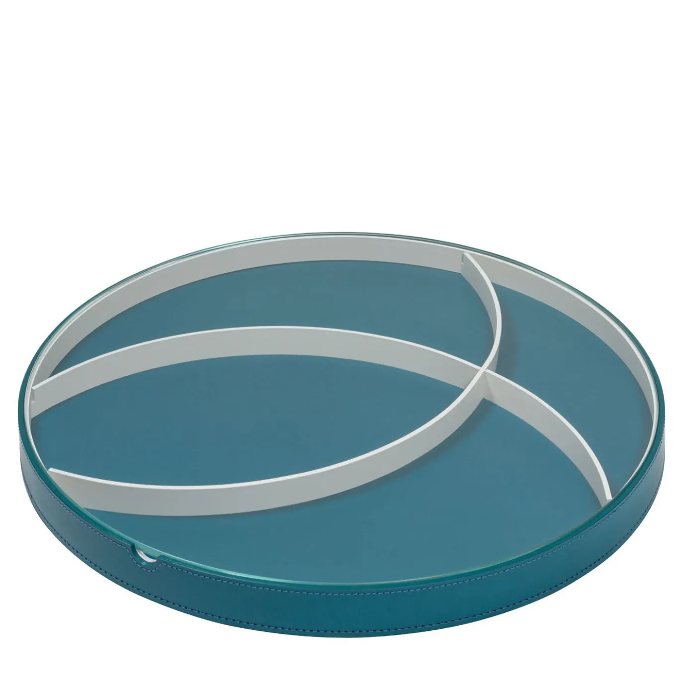 Orbit Vassoio rotondo blu petrolio N. 2 con divisori