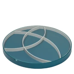 Orbit Vassoio rotondo blu petrolio N. 3 con divisori