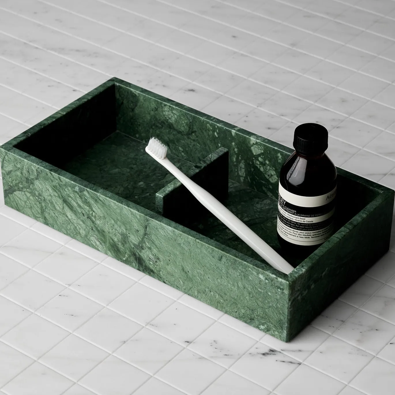 Organizer rettangolare in marmo verde Stay
