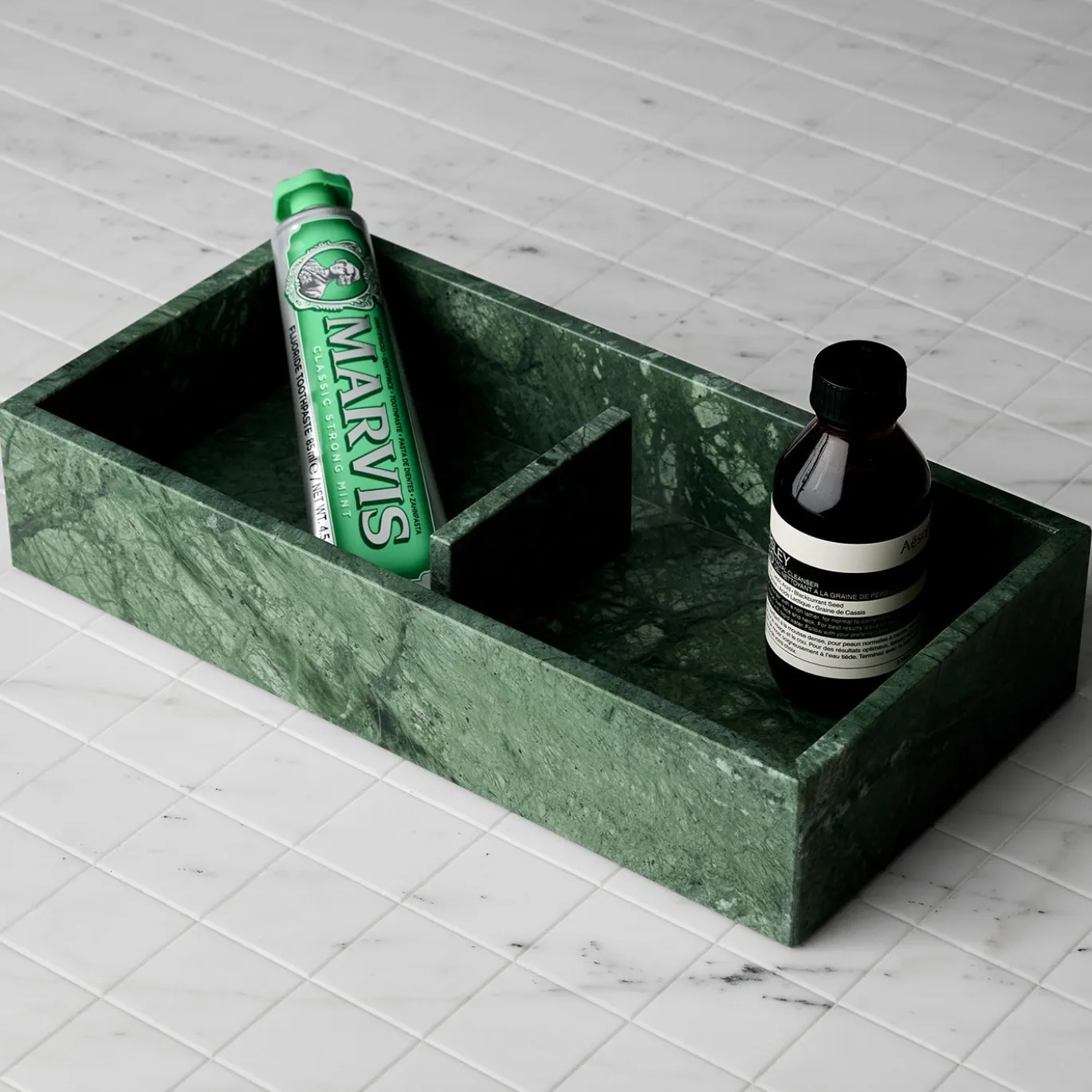 Organizer rettangolare in marmo verde Stay