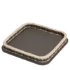 Orsay, vassoio quadrato in pelle e rattan marrone