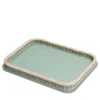 Orsay Vassoio rettangolare grande in pelle e rattan verde