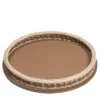 Orsay Vassoio rotondo piccolo in pelle e rattan marrone