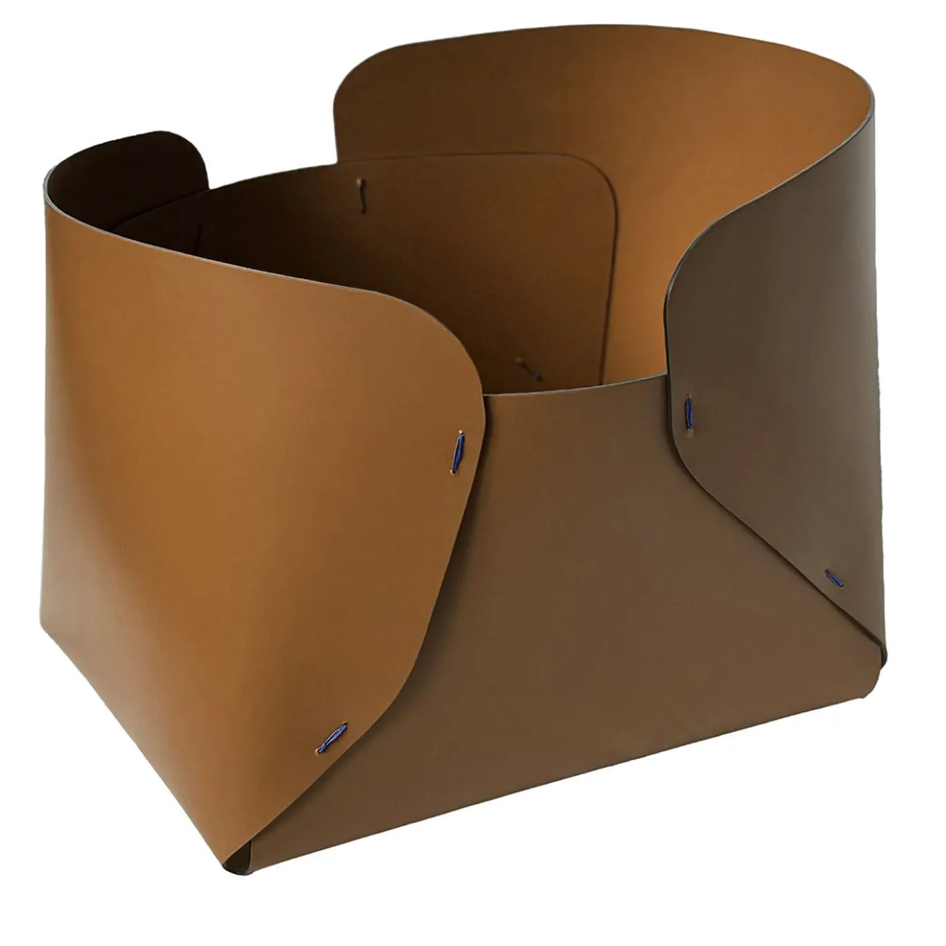 Overlaps Cesta piccola in cuoio naturale