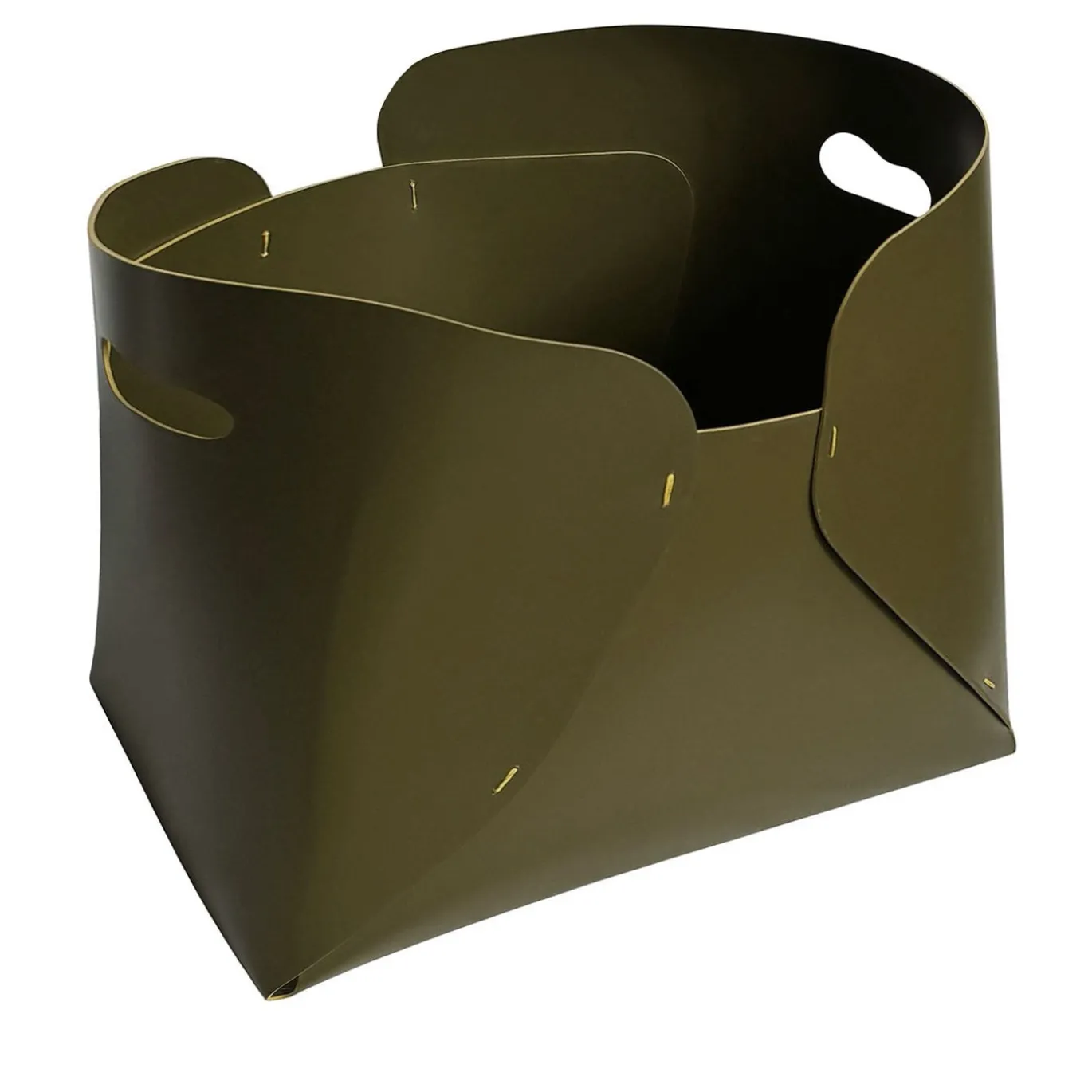 Overlaps Cesta regular in cuoio verde oliva