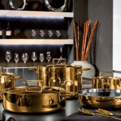 Padella Attiva Gold 26 cm con manico e coperchio