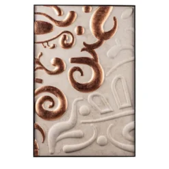 Pannello decorativo in marmo Crema Tunisi e foglia di rame Caltagirone