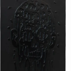 Pannello Decorativo Volto Sfigurato in Pelle Nera