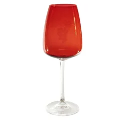 Parigi Set di 6 bicchieri da acqua con stelo rosso e trasparente inciso
