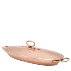 Pentola Ovale in Rame con Coperchio