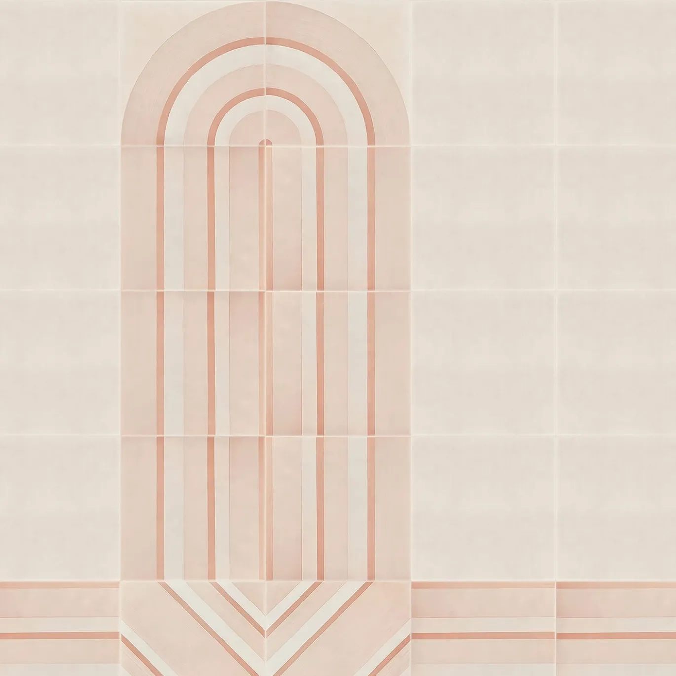 Piastrella Geometrie D’Ombra In Ceramica Rosa Cipria Motivo Diagonale
