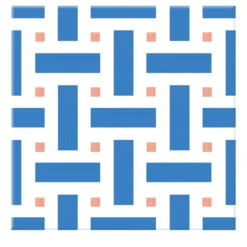 Piastrella Il Saraceno In Ceramica Corallo E Blu Motivo Geometrico