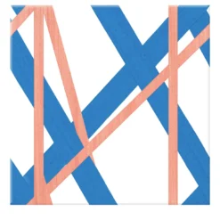Piastrella Il Saraceno In Ceramica Corallo E Blu Motivo Geometrico