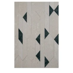 Piastrelle mosaico Fez in pietra di Vicenza Bianco Avorio e marmo Verde Imperiale