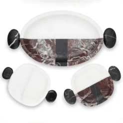 Piatto Carlo White Michelangelo/Black Marquina di Matteo Cibic