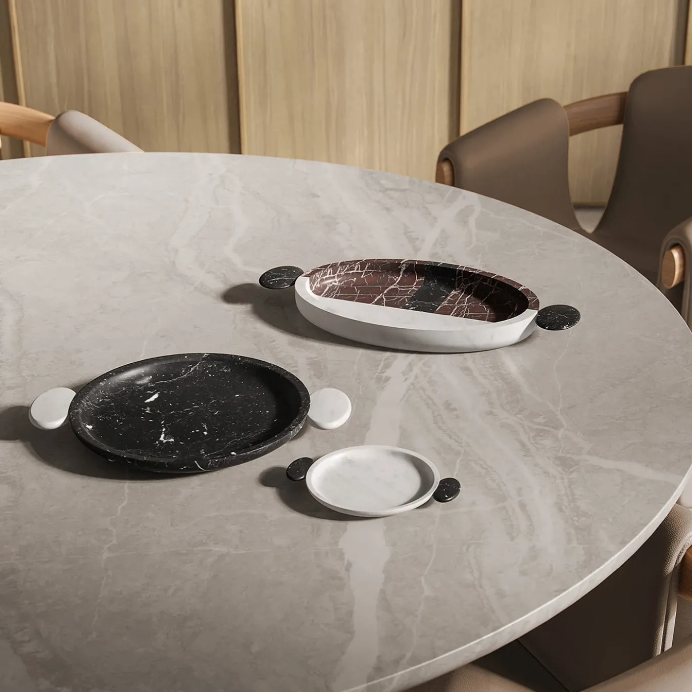 Piatto Danese Black Marquina/White Michelangelo di Matteo Cibic