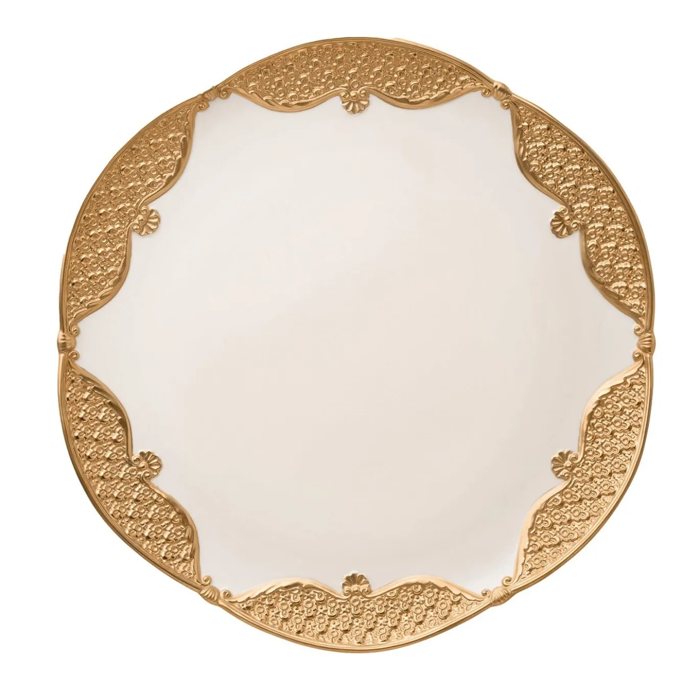 Piatto da portata Caterina bianco e oro