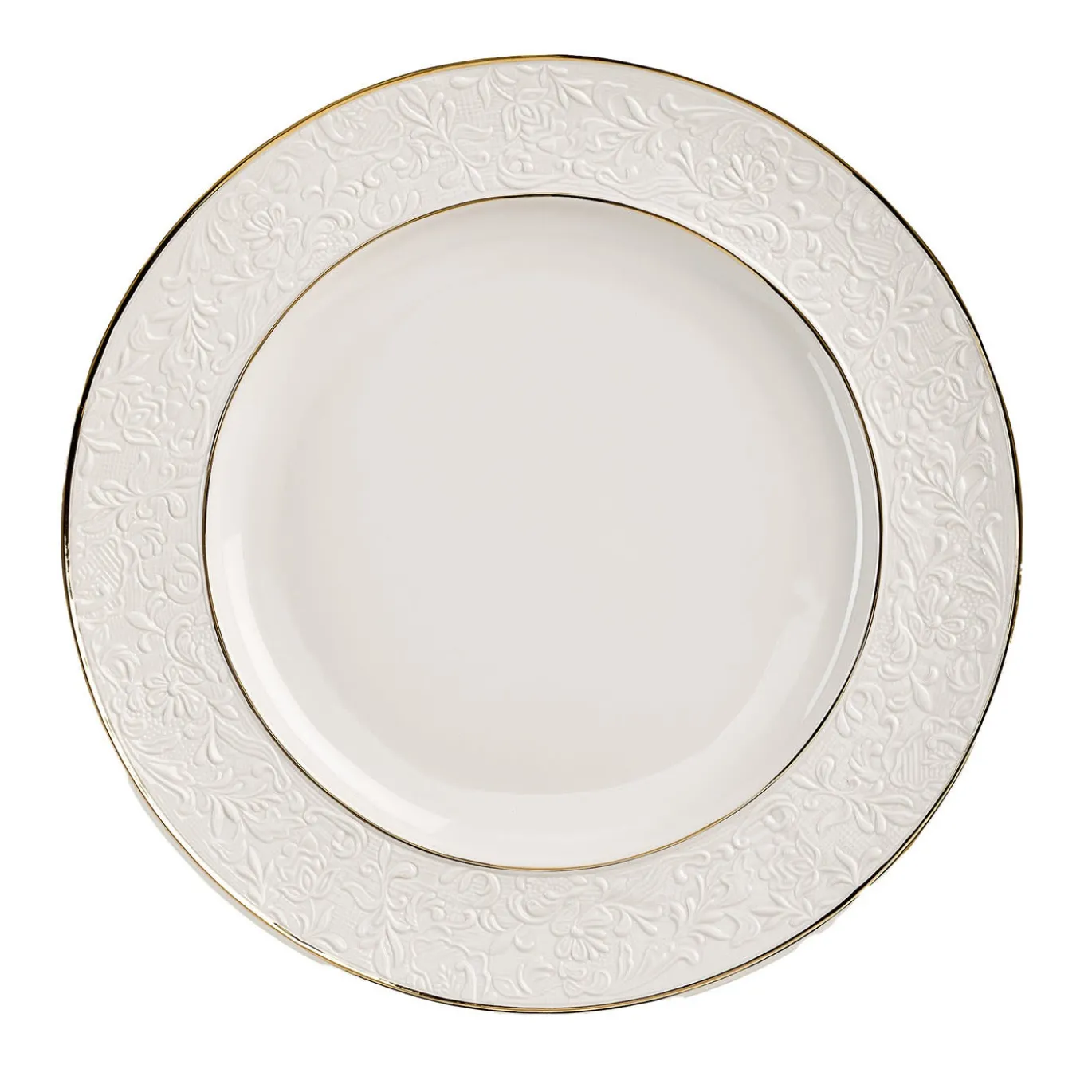 Piatto da portata Damasco bianco e oro