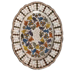Piatto da portata in ceramica policroma floreale