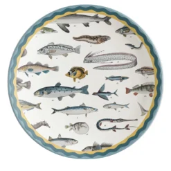 Piatto da portata in porcellana con pesci del Cabinet De Curiosités