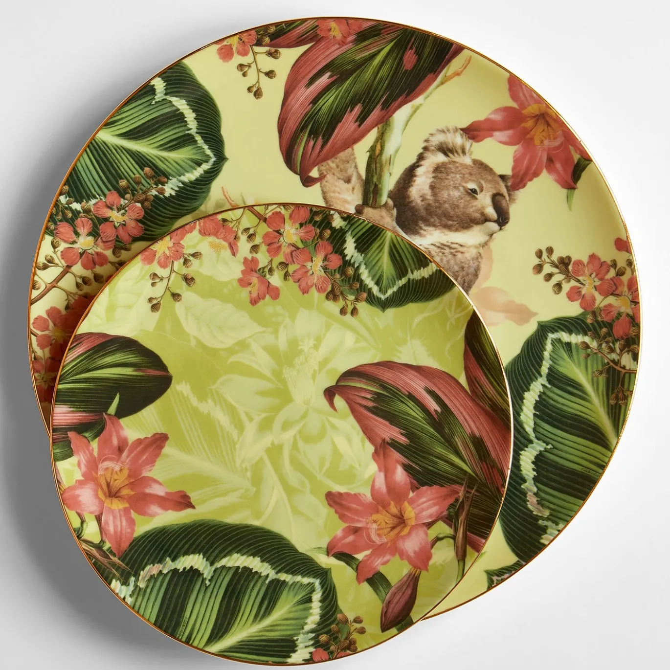 Piatto da portata in porcellana Animalia con Koala e fiori rosa