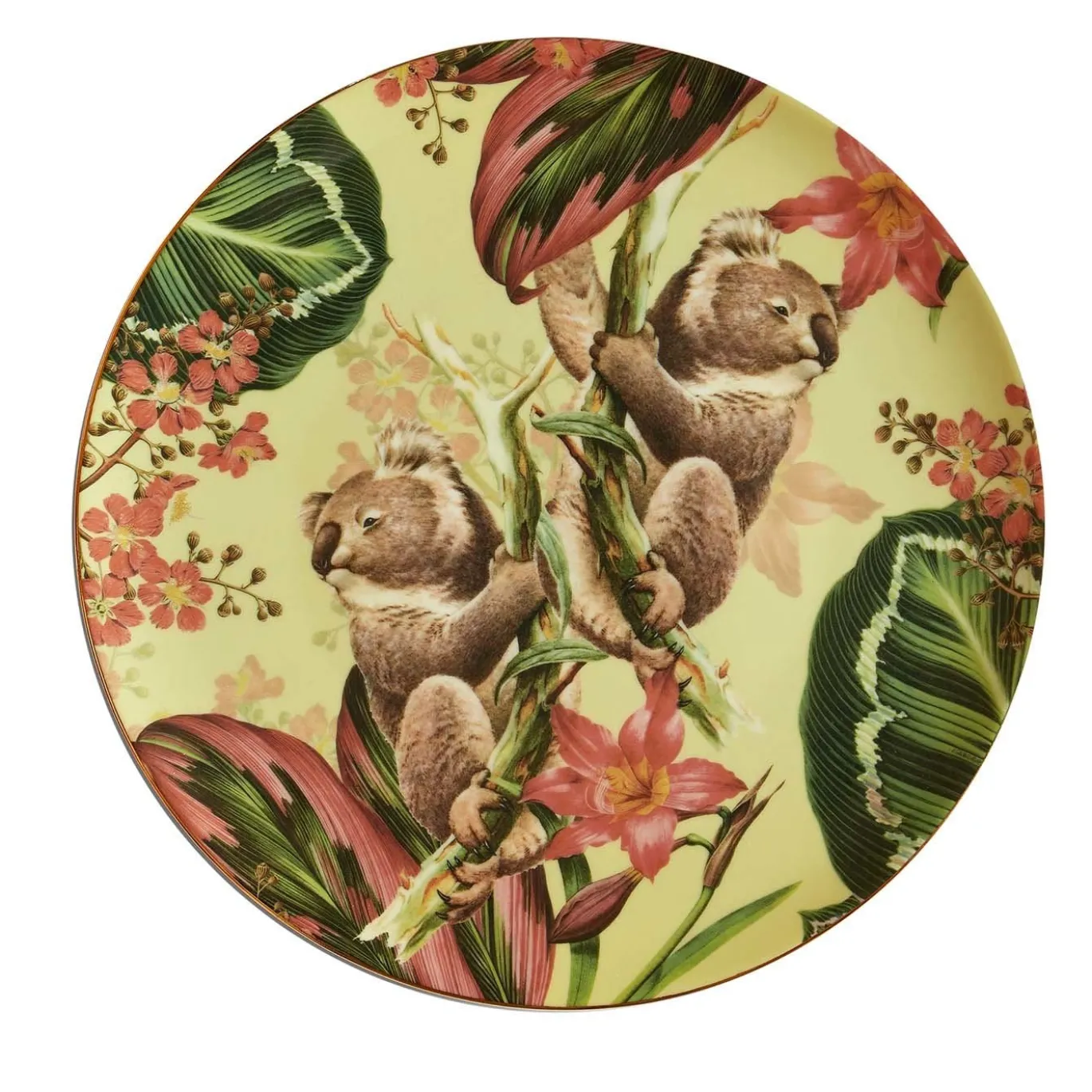 Piatto da portata in porcellana Animalia con Koala e fiori rosa
