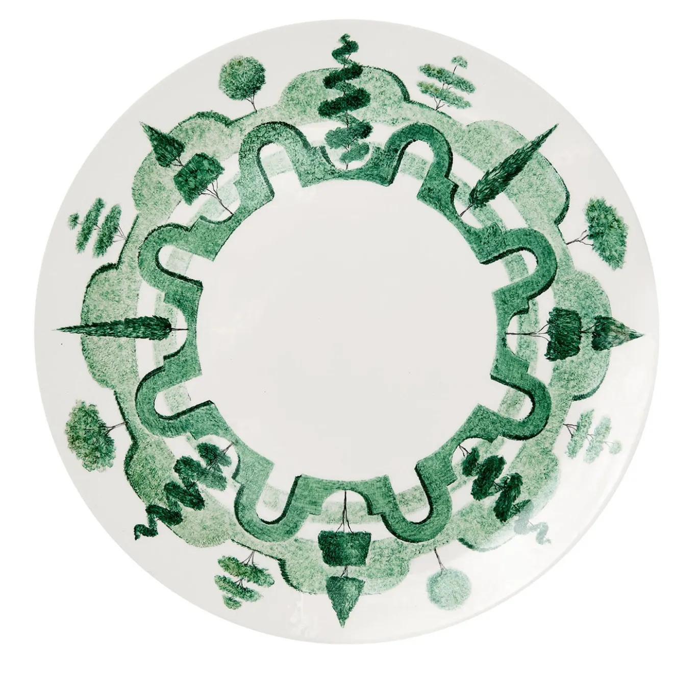 Piatto da Portata Rotondo Jardin a l'Italienne in Ceramica Verde