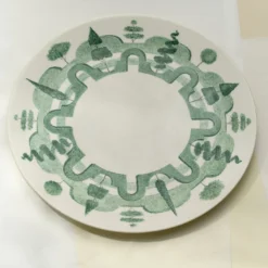 Piatto da Portata Rotondo Jardin a l'Italienne in Ceramica Verde