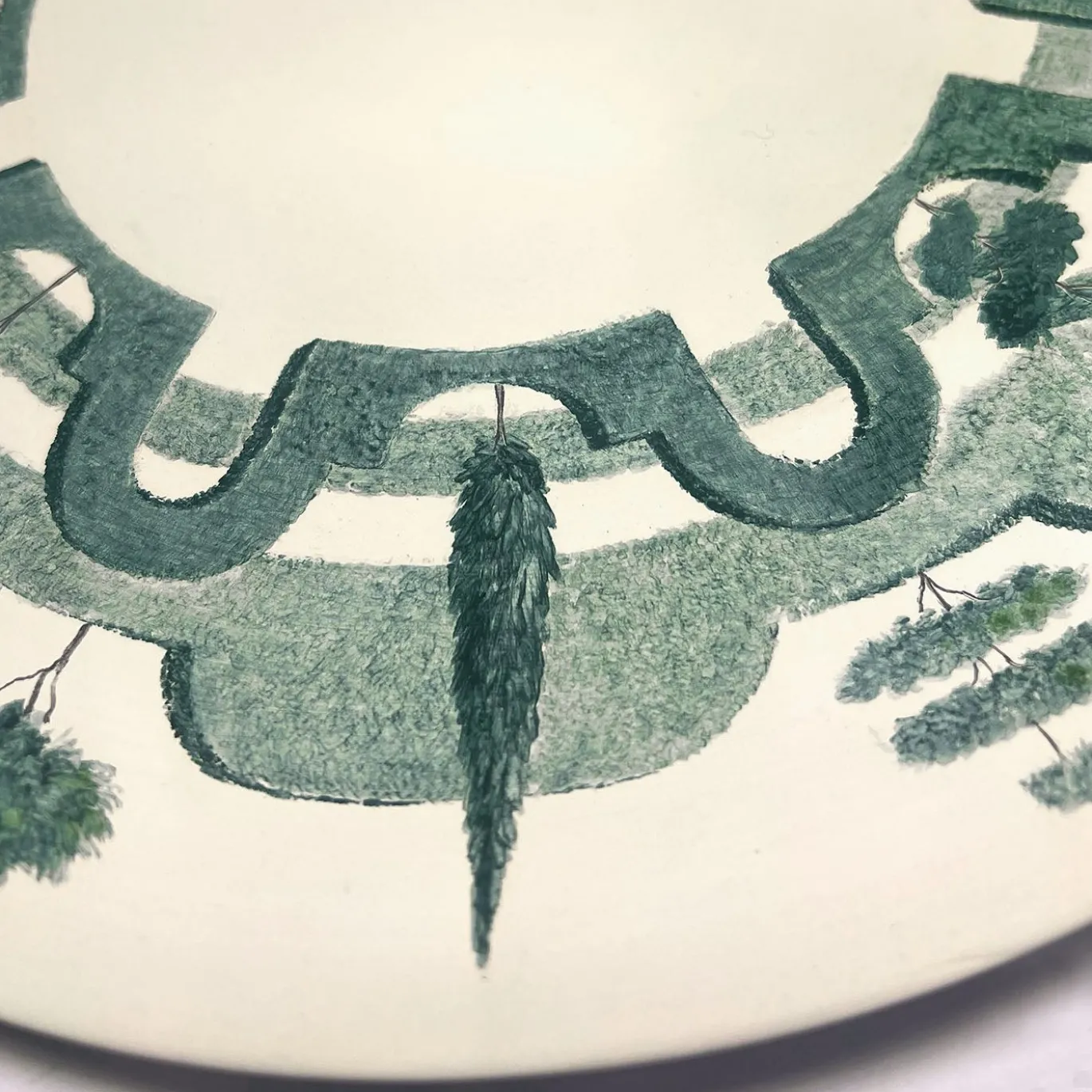 Piatto da Portata Rotondo Jardin a l'Italienne in Ceramica Verde