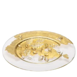 Piatto Decorativo da Cena in Vetro Dorato Aurora Coccinella