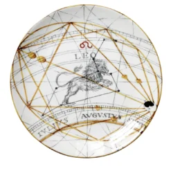 Piatto Piano Zodiaco Leone in Ceramica Bianca