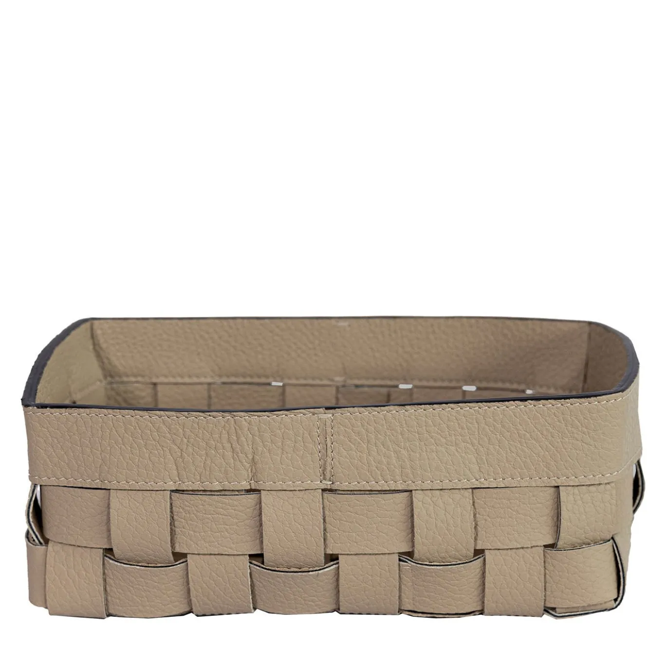 Piccola Cesta Bottega in Pelle Beige