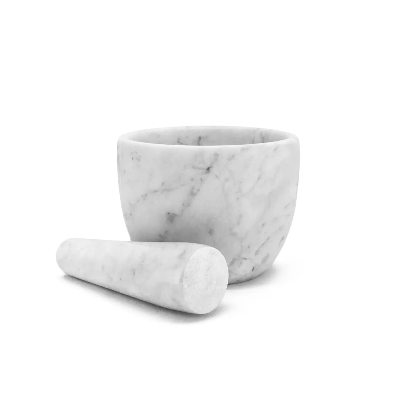 Piccolo mortaio e pestello in marmo di Carrara