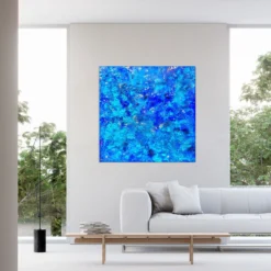Pittura a tecnica mista della barriera corallina blu intenso