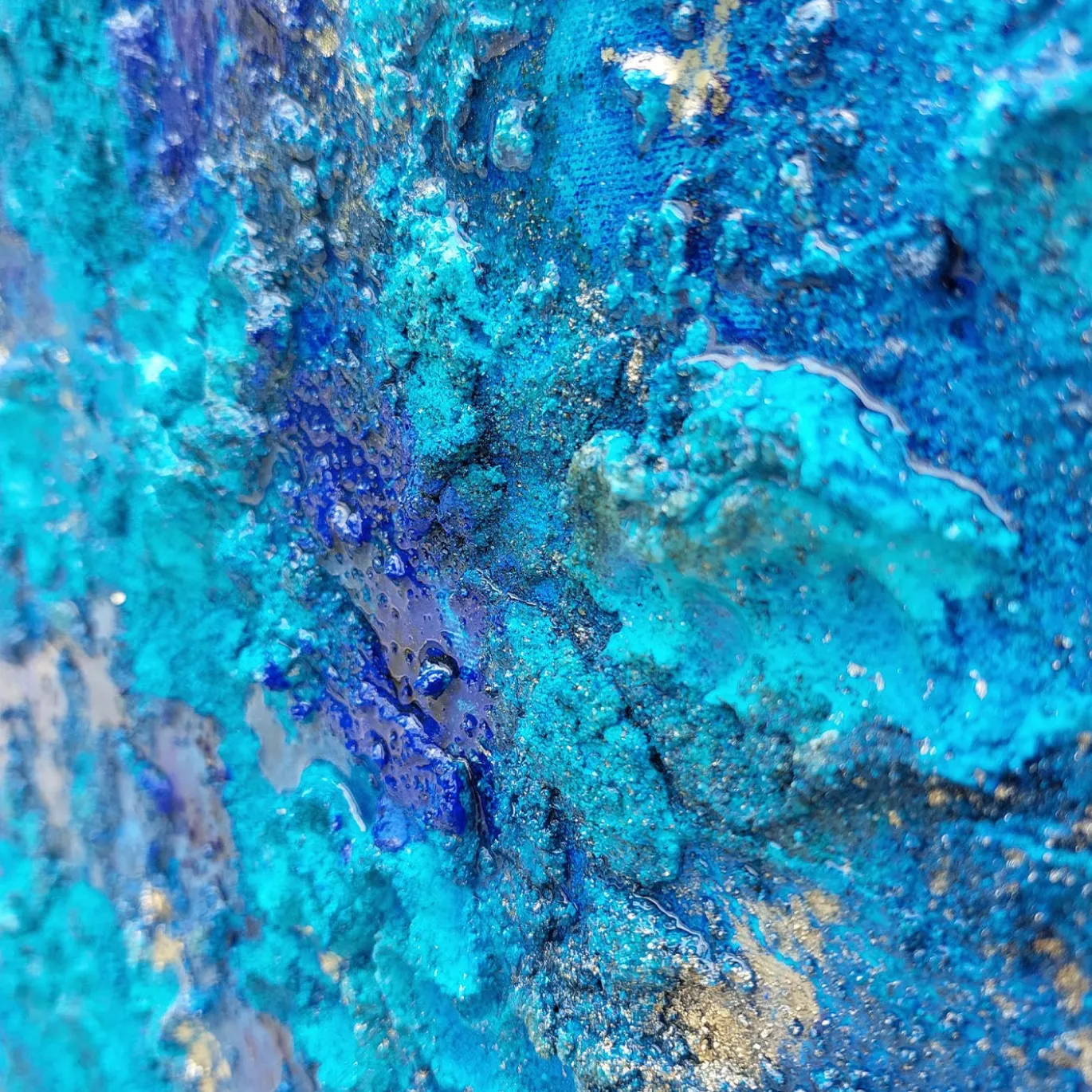 Pittura a tecnica mista della barriera corallina blu intenso