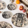 Pompei Set di 6 Piatti pane in porcellana con disegno di grottesca