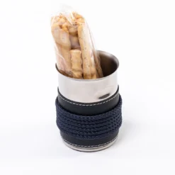 Portabastoncini con inserti in ecopelle blu e corda