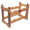 Portabottiglie in teak con inserti in ecopelle beige