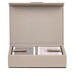 Porta carte da gioco in pelle taupe