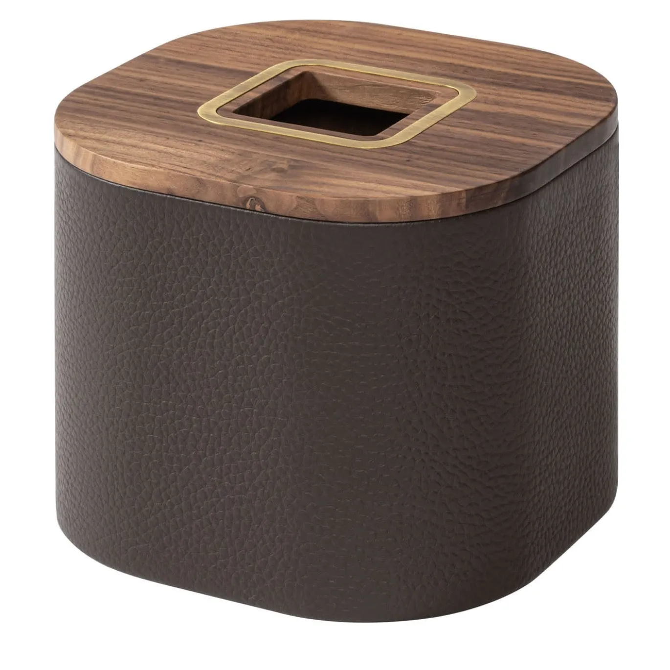Portafazzoletti Dama in legno di noce e pelle di moka
